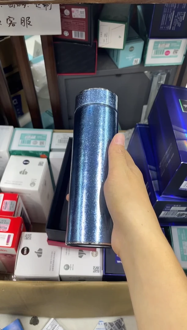 高硼硅玻璃无手柄款小熊纯钛保温杯t307-365ml兰