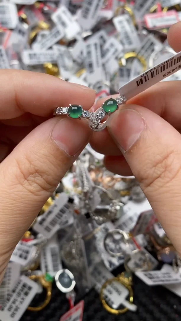 【闪购商品】翡翠戒指银S925镶嵌5555---10