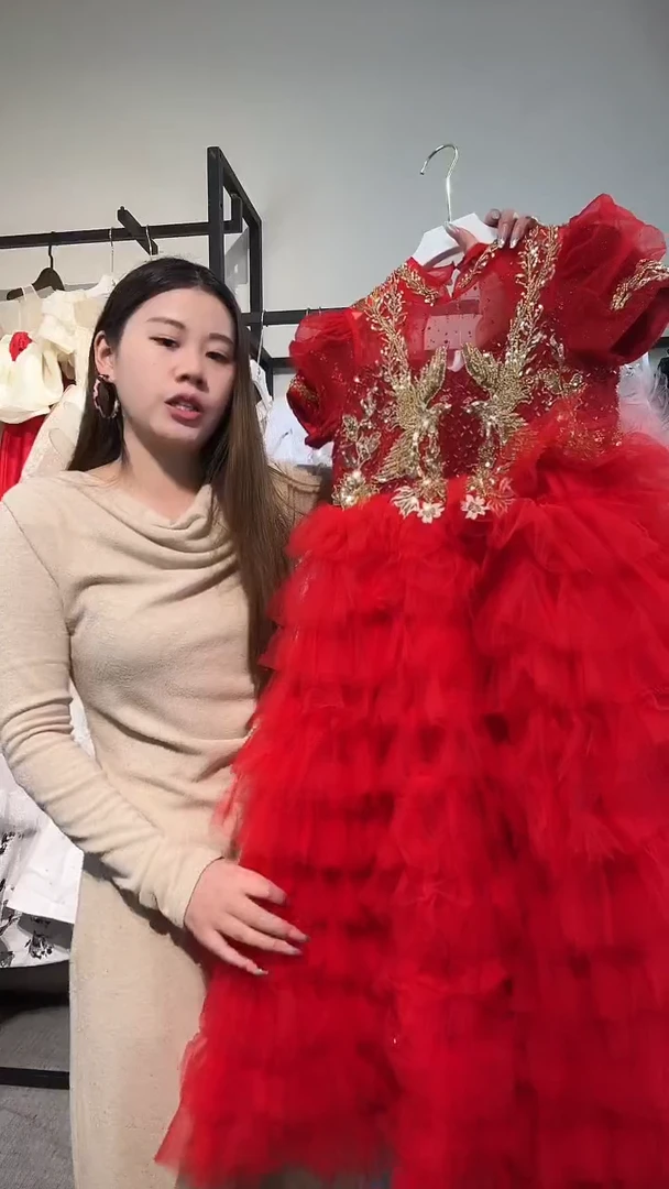 红色长裙 女童礼服