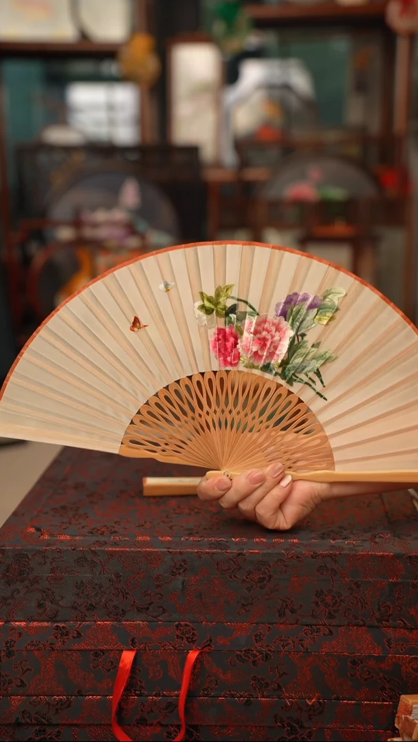 扇子折扇 苏绣绣花吊坠非遗