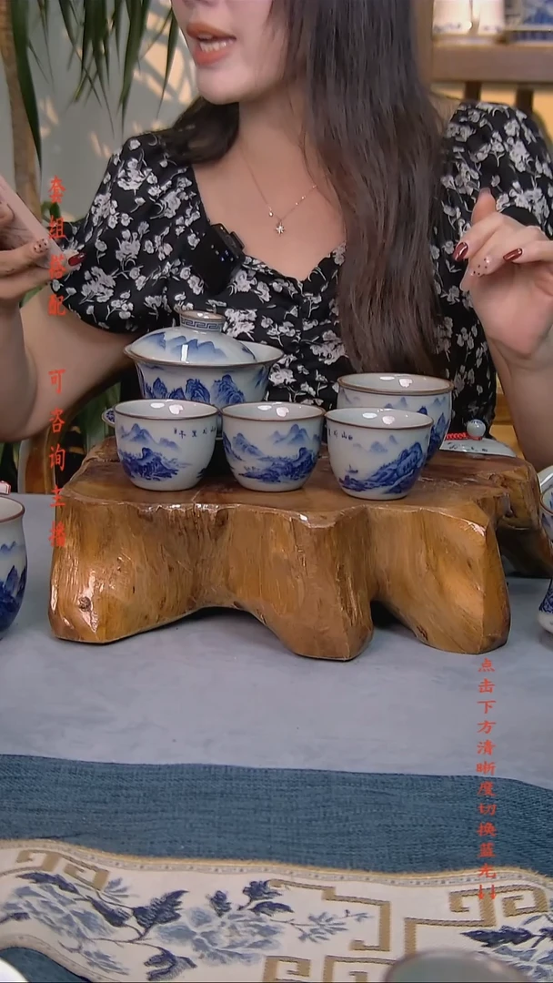 陆****司简装家用款5件套 老陶泥开片纹陶瓷茶具