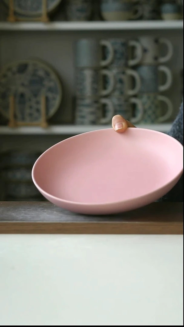 陶马卡龙粉深盘20.5cm@4-2@微瑕
