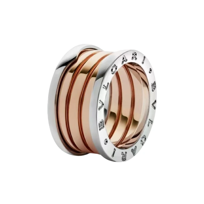 99新 BVLGARI/宝格丽 B.zero1系列 双色金四环弹簧戒指 62号