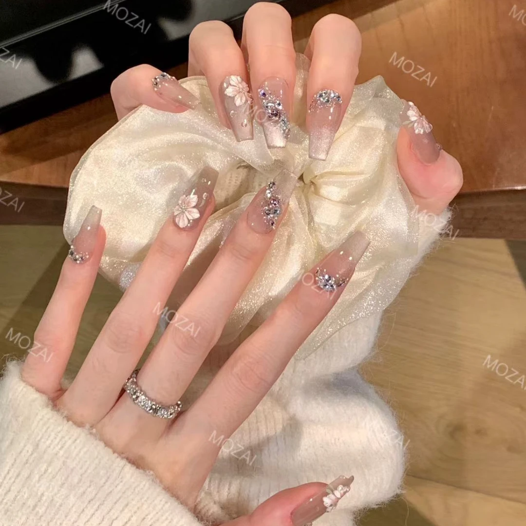 茉哉一珞高定【遥路生花】纯手工定制美甲可拆卸穿戴甲A2377/A2378