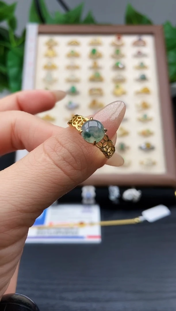 银S925镶嵌戒指翡翠12