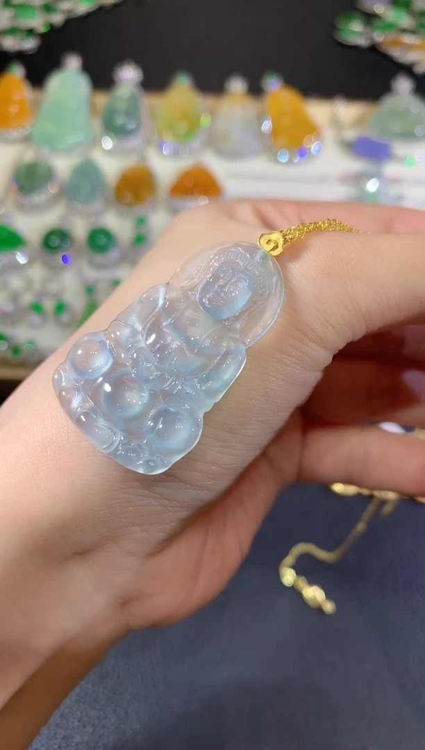 翡翠18K金镶嵌吊坠(不含链)4-观音（不含链多样性发货一件）