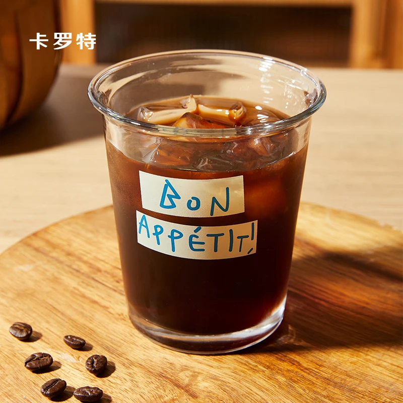 卡罗特家用水杯ins风高颜值翻边玻璃杯子燕麦咖啡杯早餐杯美式