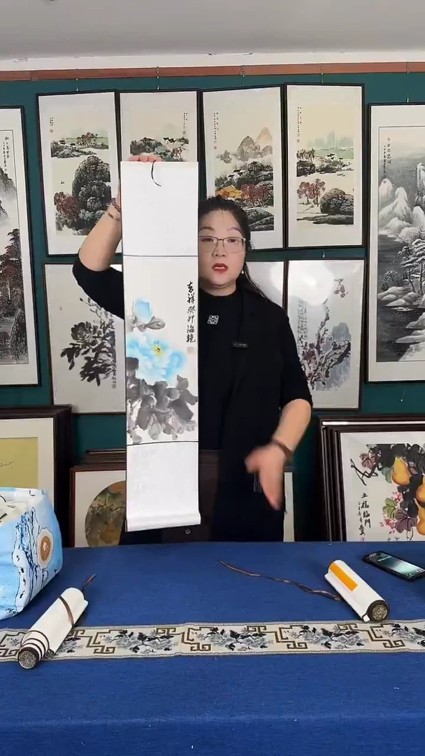 国画20*100牡丹卷轴