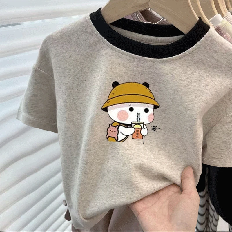 新款儿童蜡笔小新宝宝100%纯棉短袖撞色男女儿童中小童帅气外穿潮