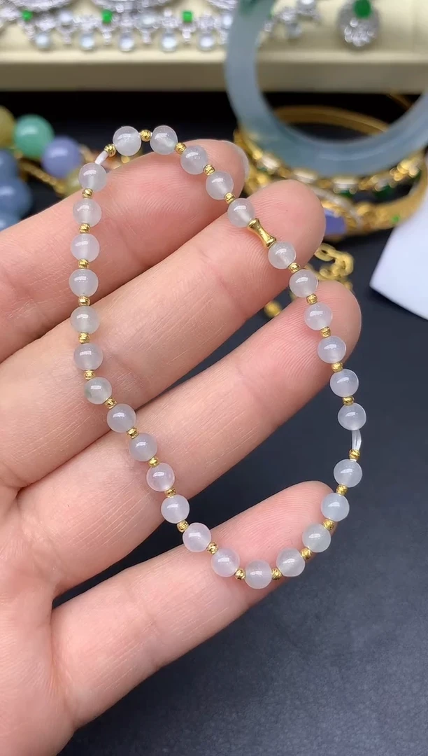 18K金镶嵌手串翡翠175-雪姐翡翠天天见