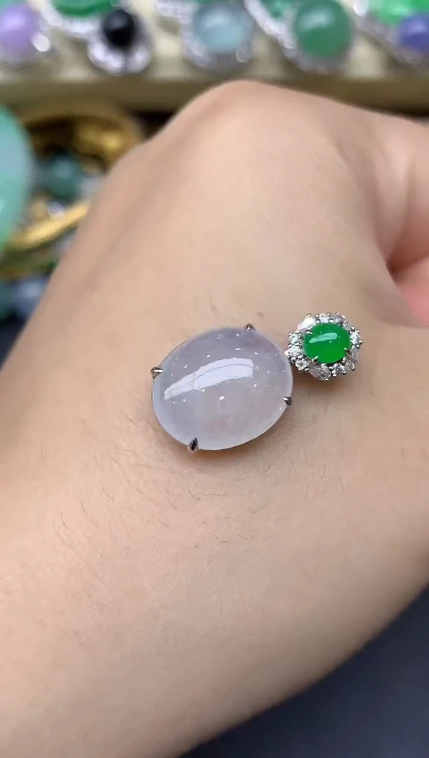 颈饰18K金镶嵌翡翠68-雪姐翡翠天天见