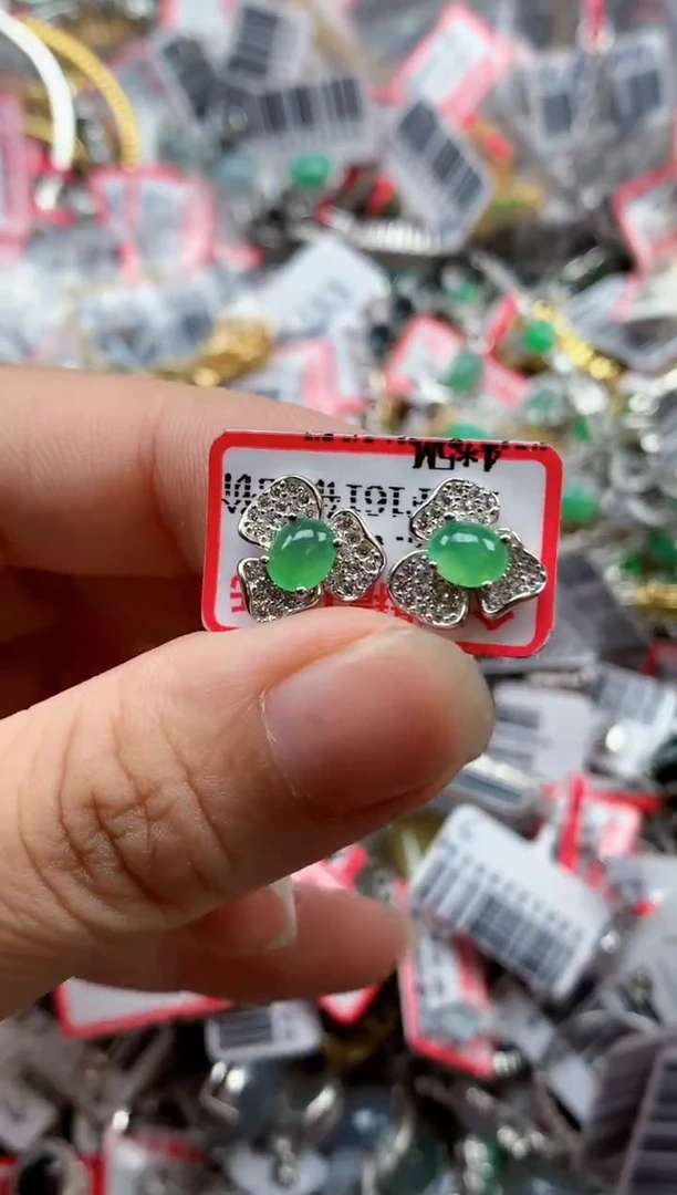 银S925镶嵌戒指翡翠天然A货缅甸翡翠