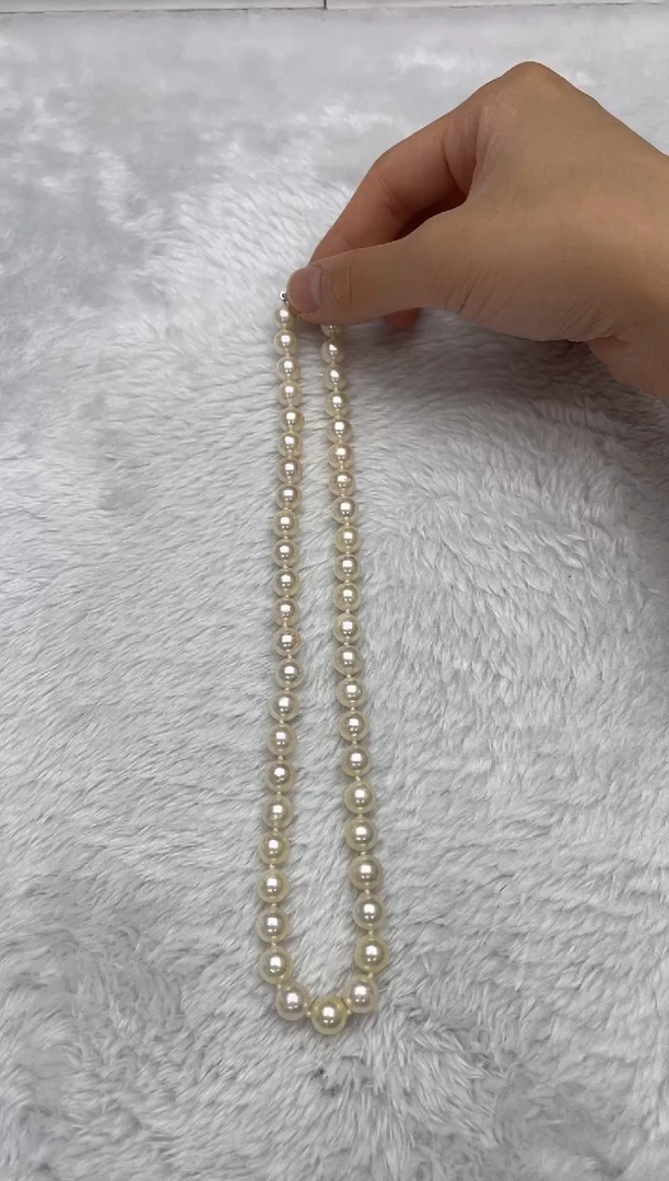 项链银S925镶嵌海水珍珠AK羽皇金8-8.5mm