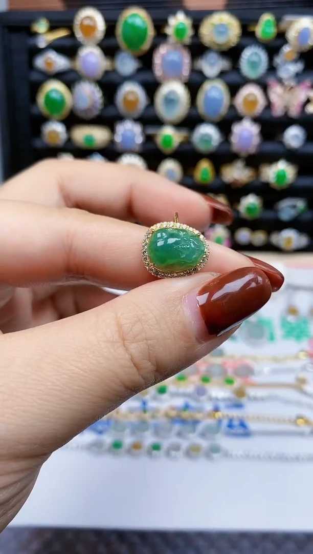 银S925镶嵌戒指翡翠258