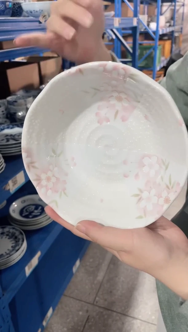 陶瓷垂枝雨樱16.8*5CM钵