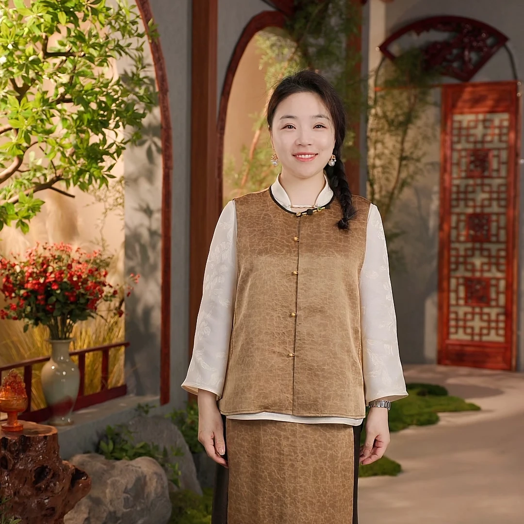 【安蕾】香云纱6A级100%桑蚕丝丝绸禅服茶服汉服国风中式女装马甲