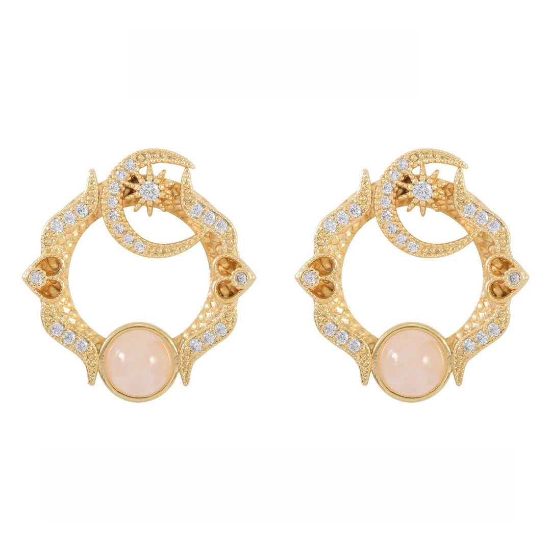 镀k金 925银针 轻奢时尚个性日月星辰耳钉 2136