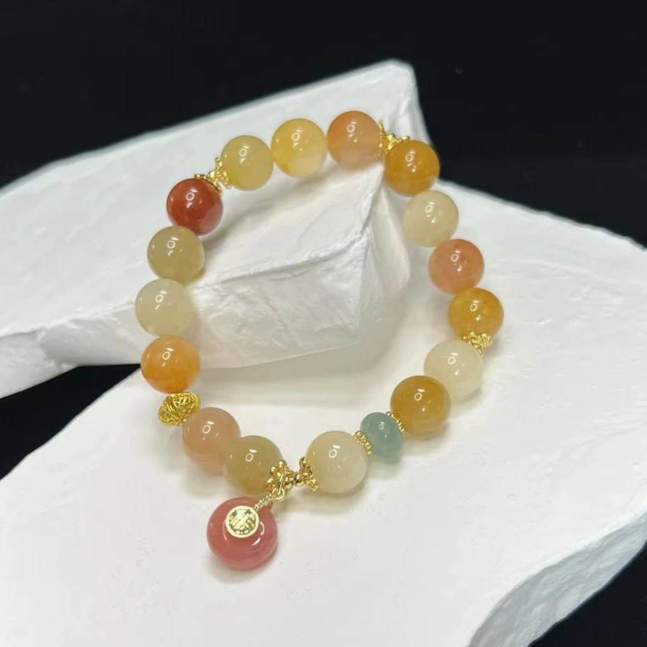 9994天然玉石翡翠玛瑙单圈石英质玉金丝玉手串
