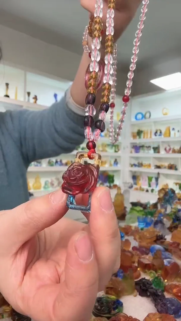 手工艺品琉璃红色玫瑰