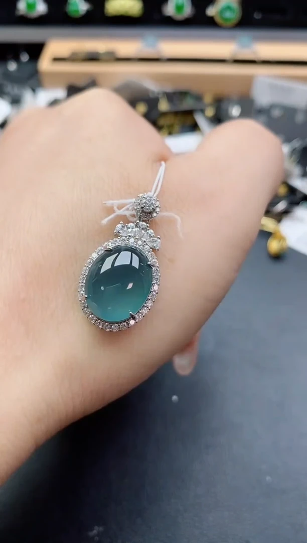 吊坠(赠链)银S925镶嵌翡翠1