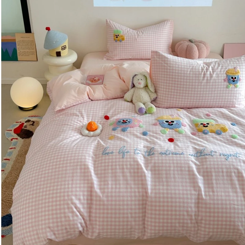 2025年新款-HAPPY系列-纯棉全棉水洗棉毛巾绒刺绣床上用品套件