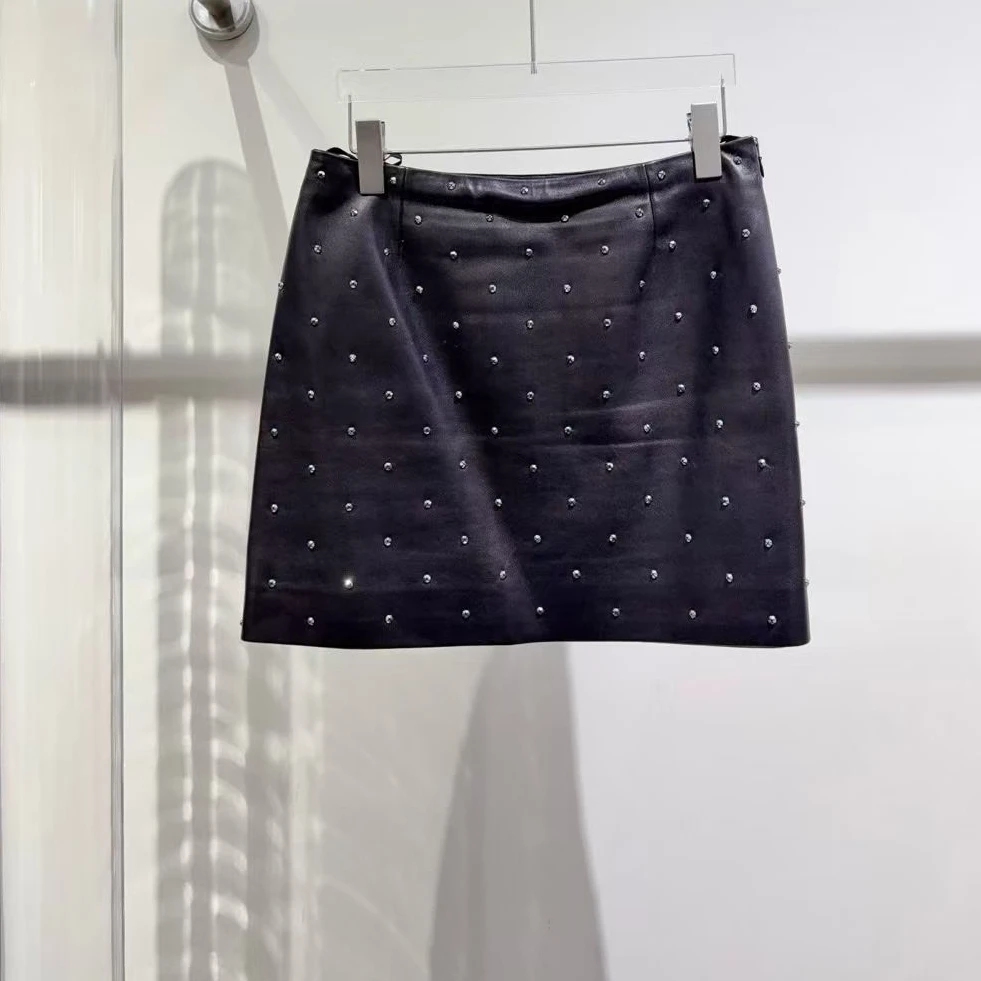 99新 MIU MIU/缪缪 双双臻选/vv01226/谬谬皮裙/42码
