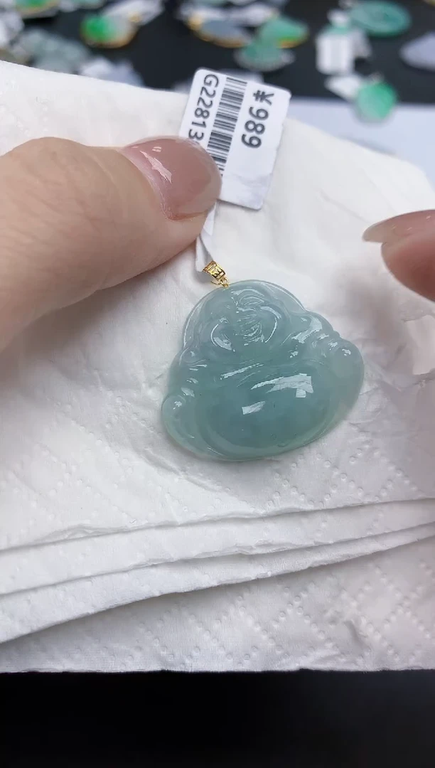 【闪购商品】翡翠颈饰18K金镶嵌天然缅甸翡翠A货