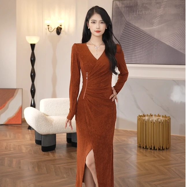 JUU【怀素】春秋新款法式高级感收腰显瘦直筒连衣裙-38100