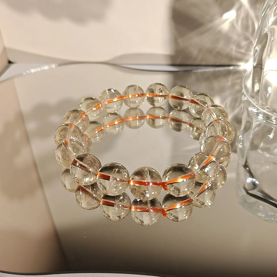 巴西老料柠檬冰透黄水晶手串-Y040多样性发其一