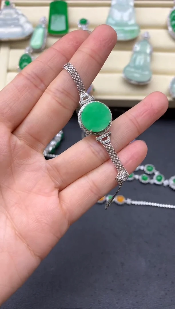 【闪购商品】翡翠手链18K金镶嵌389中国好珍宝