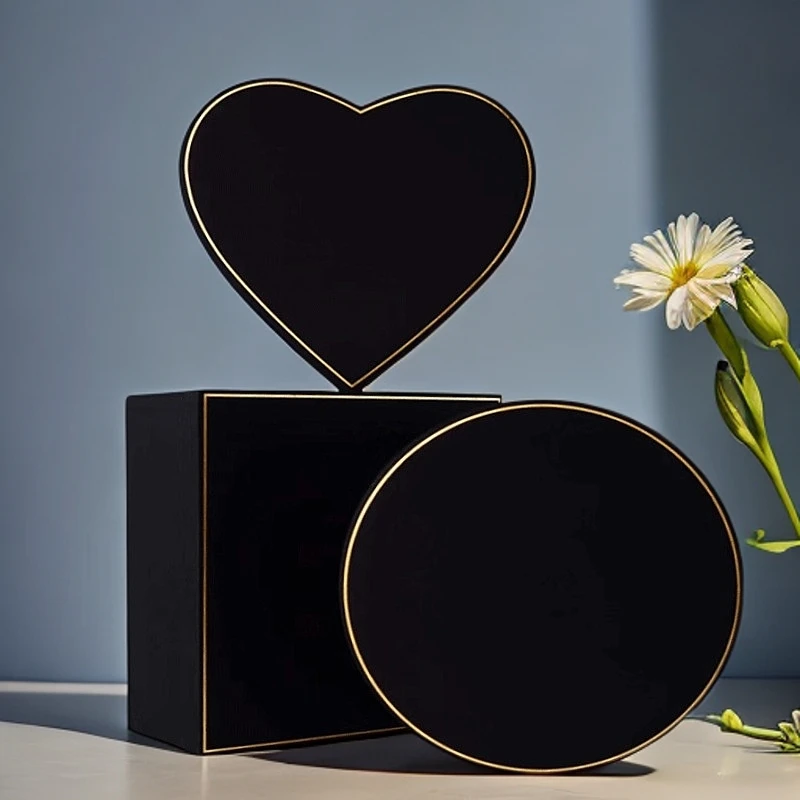 圆形绸缎烫金花盒鲜花包装盒大号爱心水果花束礼盒玫瑰插花抱抱桶