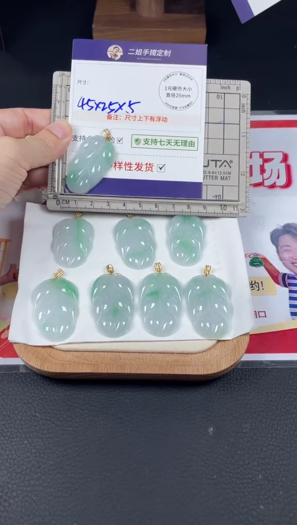 18K金镶嵌挂件翡翠大叶子2/多样性发其一配绳@CP