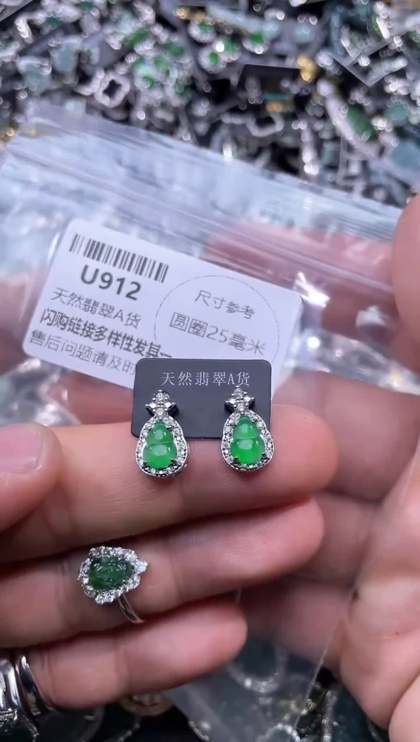 【闪购商品】翡翠颈饰未镶嵌U912耳钉