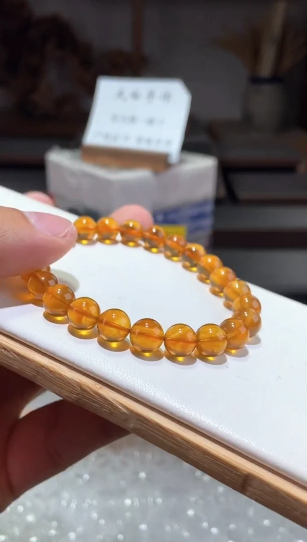 琥珀颈饰未镶嵌金棕红手串（多样性发其一）