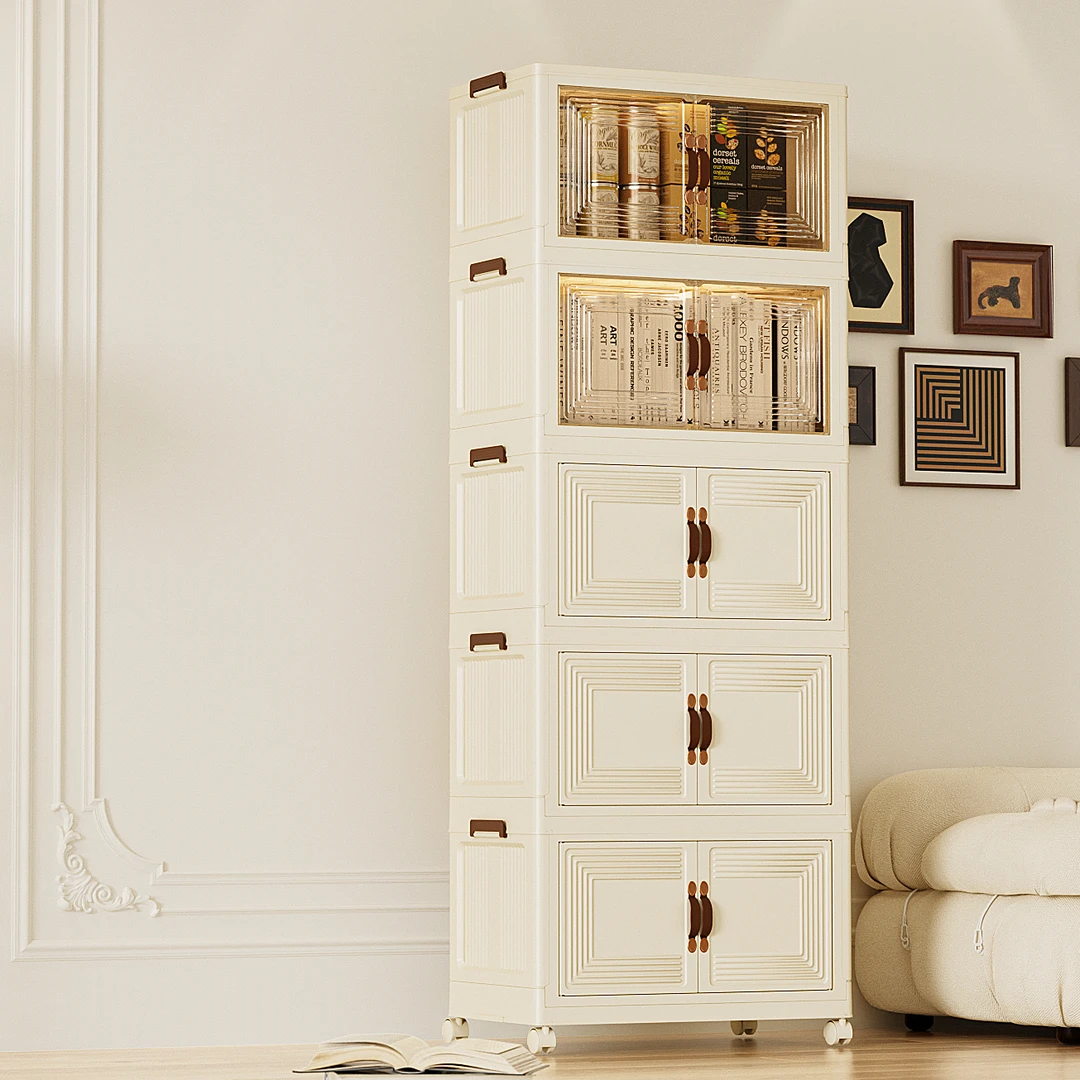 AJ56cm面宽可折叠磁吸双开门客厅杂物收纳柜免安装收纳柜