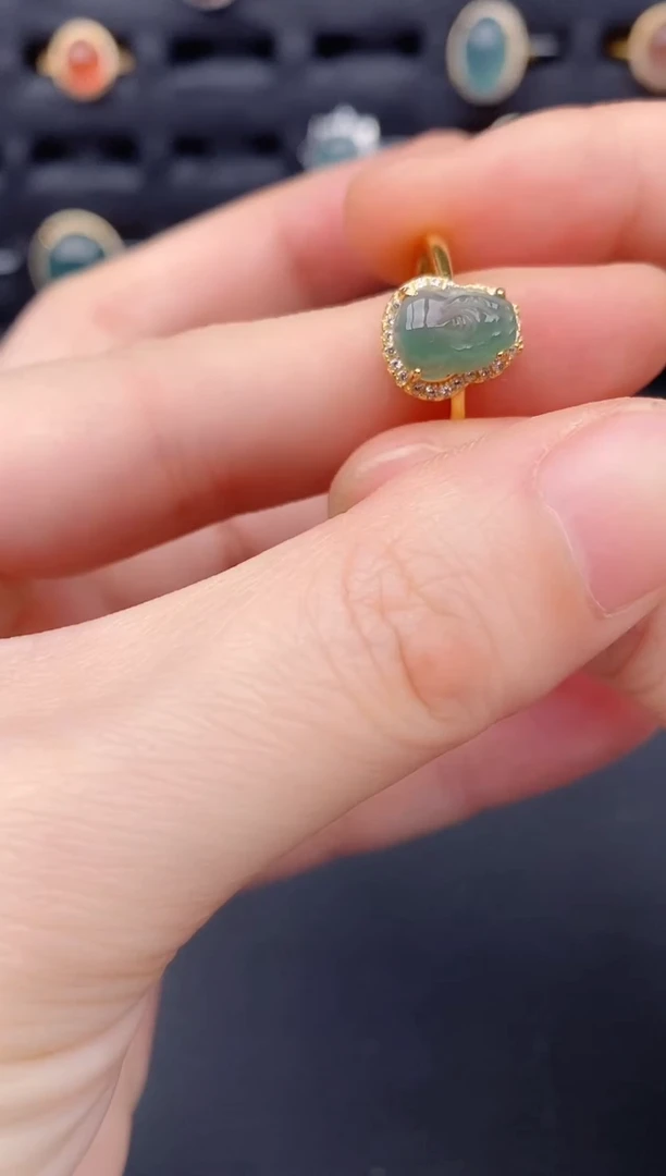 银S925镶嵌戒指翡翠天然a货翡翠144