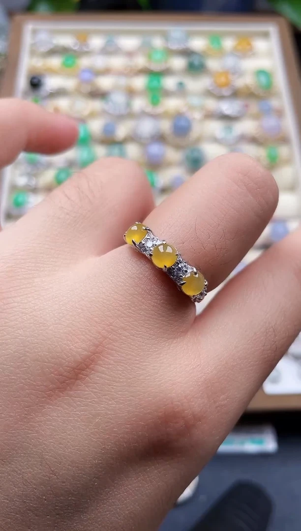 银S925镶嵌戒指翡翠90