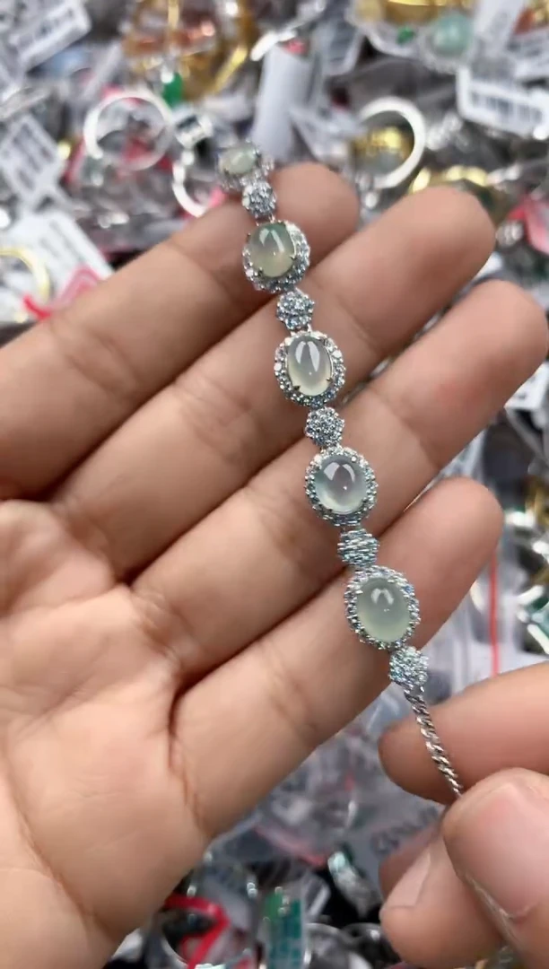 银S925镶嵌戒指翡翠13-13-13        5