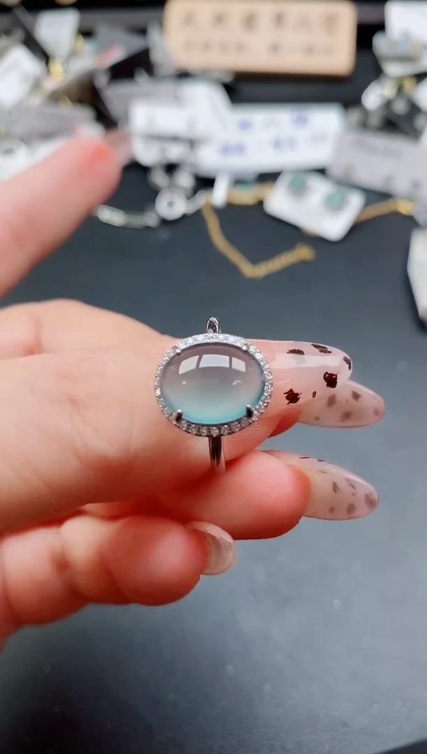 银S925镶嵌戒指翡翠1