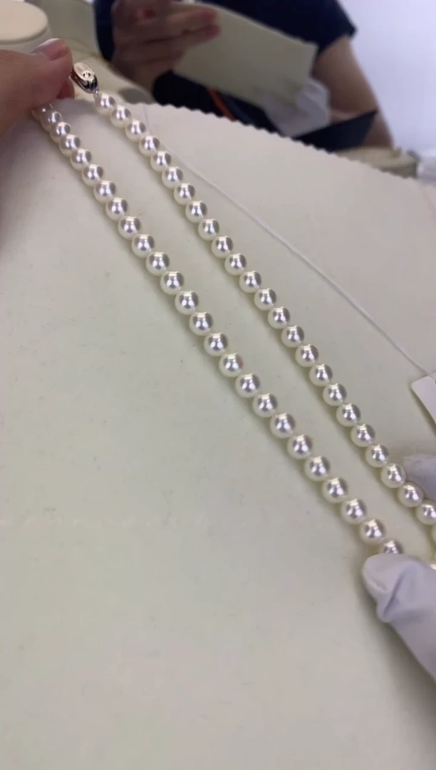 银S925镶嵌DA海水珍珠 GD136 7-7.5 rose串链带大证