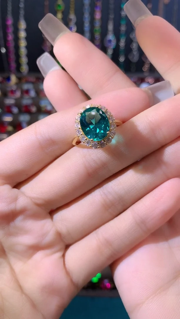 银S925镶嵌戒指碧玺911金色