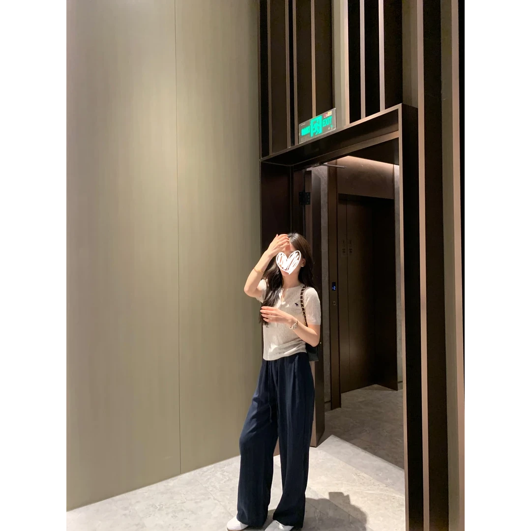 氧气裤~夏款亚麻混纺垂感纯色韩版时尚白色直筒裤女9615