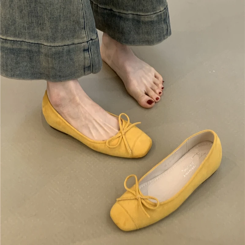 韩菲定制TTY-CD056-1芭蕾单鞋2025年甜美绒面蝴蝶结内增高晚晚鞋