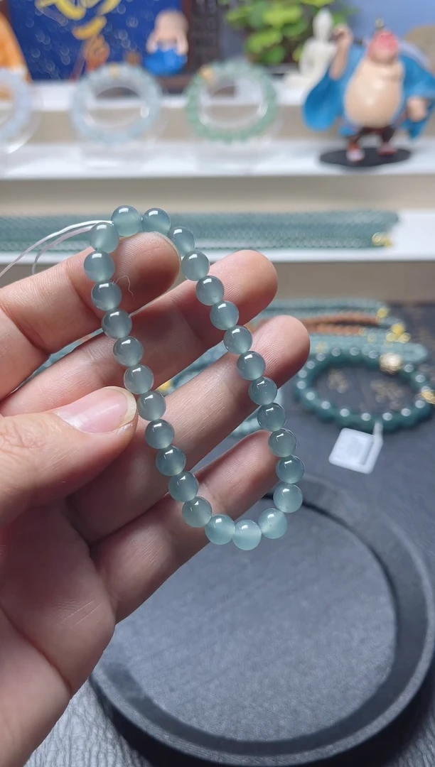 未镶嵌手串翡翠天然危地马拉翡翠A货手串卡6.9左右