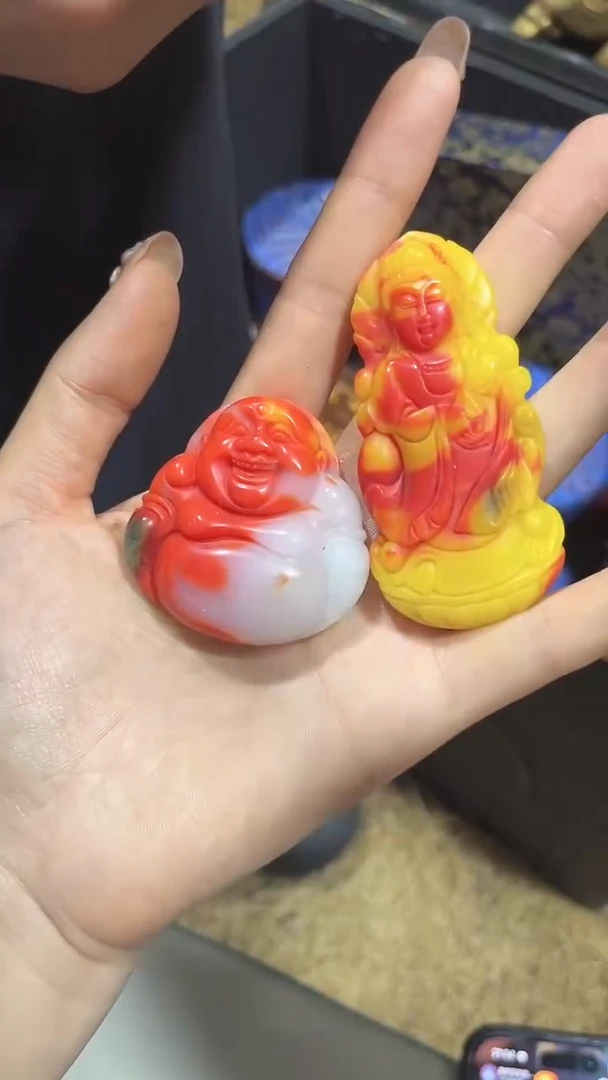 吊坠(不含链)未镶嵌和田玉【闪购商品闪购商品】三色笑佛和观音吊坠