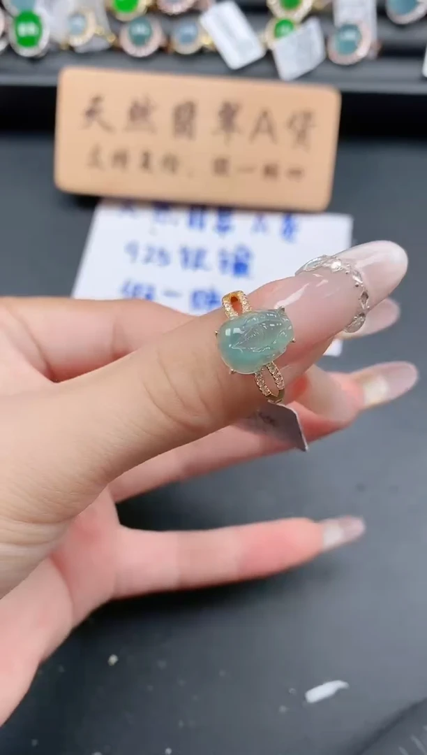 银S925镶嵌戒指翡翠1111111