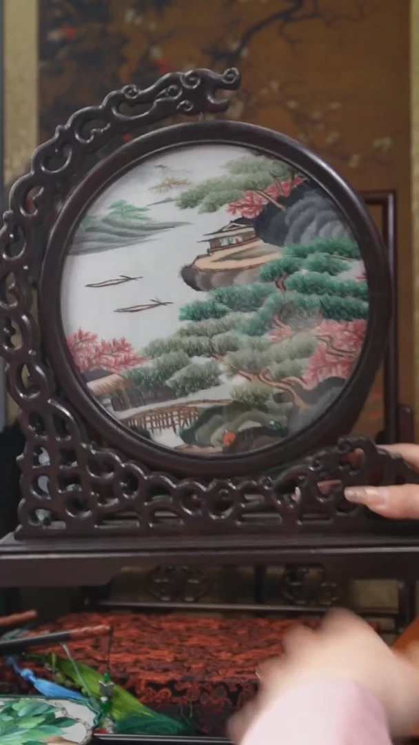 刺绣摆件摆台双面绣花