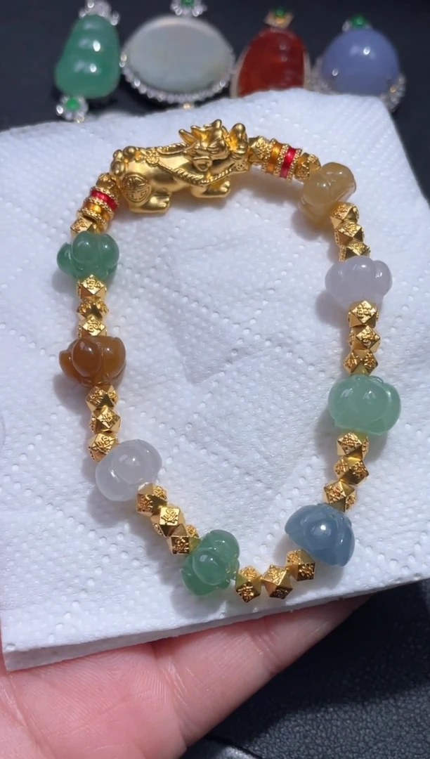 足金镶嵌手链翡翠12.......