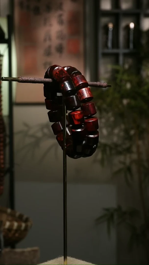 降真香手串/手链海南红降1.2cm桶珠黑油