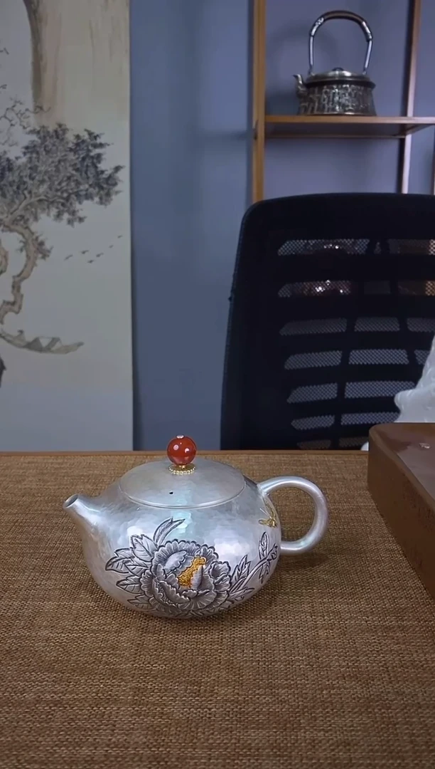 不二银工蝶恋花泡茶壶